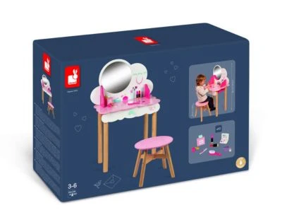 Janod Schmink- Und Frisiertisch "P'tite Miss" Mit Hocker Und Zubehör, 10 Teile 2 Janod Schmink- Und Frisiertisch "P'tite Miss" Mit Hocker Und Zubehör, 10 Teile – Bild 2