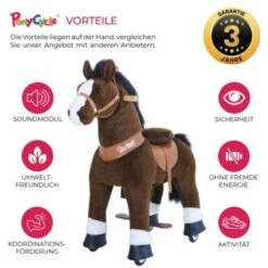 PonyCycle Kinder Reittiere Mister Ed Pferd Braun Medium Mit Sound - 3 Jahre Garantie -Kinderspielzeug 16707248 03