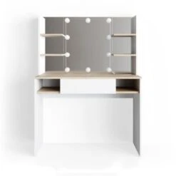 Vicco LED Schminktisch DAENERYS Weiß-Sonoma Frisiertisch Frisierkommode Spiegel