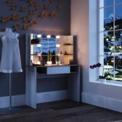 Vicco LED Schminktisch DAENERYS Weiß-Sonoma Frisiertisch Frisierkommode Spiegel -Kinderspielzeug 19336986 04