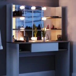 Vicco LED Schminktisch DAENERYS Weiß-Sonoma Frisiertisch Frisierkommode Spiegel -Kinderspielzeug 19336986 05