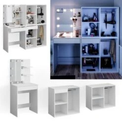 Vicco Schminktisch Frisiertisch Kommode Isabelle LED-Beleuchtung Beistellschrank -Kinderspielzeug 19337365 03