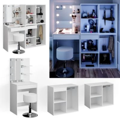 Vicco Schminktisch Frisiertisch Isabelle LED-Beleuchtung Hocker Beistellschrank 3 Vicco Schminktisch Frisiertisch Isabelle LED-Beleuchtung Hocker Beistellschrank – Bild 3