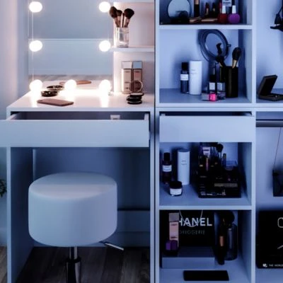Vicco Schminktisch Frisiertisch Isabelle LED-Beleuchtung Hocker Beistellschrank 5 Vicco Schminktisch Frisiertisch Isabelle LED-Beleuchtung Hocker Beistellschrank – Bild 5