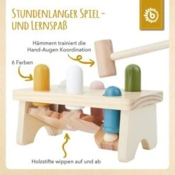 Bieco Klopfbank Buntes Holz Hammerspiel Baby Klopfer Hammer Spielzeug Ab 1 Jahr Werkbänke -Kinderspielzeug 20494148 03