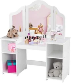 COSTWAY® Schminktisch Mit 3 Spiegeln & 4 Ablagen