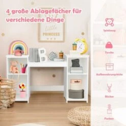 COSTWAY® Schminktisch Mit 3 Spiegeln & 4 Ablagen -Kinderspielzeug 21653147 04