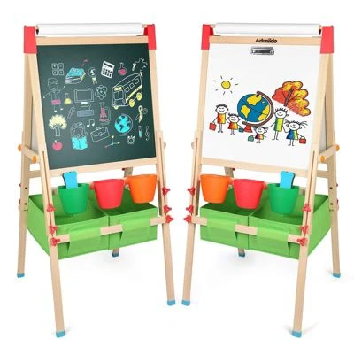 Arkmiido® Kindertafel Doppelseitig T03 Mit Aufbewahrungsboxen 1 Arkmiido® Kindertafel Doppelseitig T03 Mit Aufbewahrungsboxen