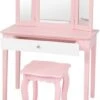 COSTWAY® Schminktisch Mit Dreifach Spiegel & Hocker