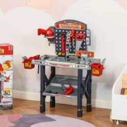 HOMCOM Kinder Werkbank Set Mit 55 Zubehörteilen -Kinderspielzeug 23676030 04