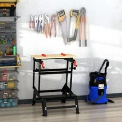HOMCOM Werkbank Faltbares Design, Aufgedrucktes Lineal, 4 Verstellbare Drehzapfen Und 2 Kurbelarme -Kinderspielzeug 23695064 04