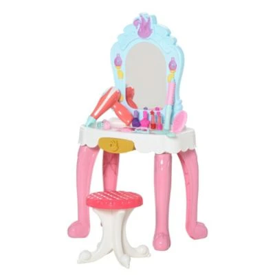 HOMCOM Kinderfrisiertisch-Set Mit Hocker Und Haartrockner 2 HOMCOM Kinderfrisiertisch-Set Mit Hocker Und Haartrockner – Bild 2