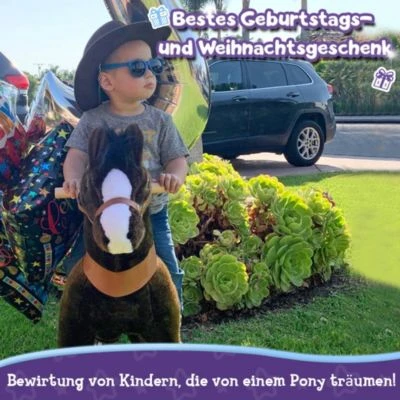 PonyCycle Kinder Reitspielzeug Dunkelbraunes Pferd Mit Bremsen Mit Klang Für 3-5 Jahre 3 PonyCycle Kinder Reitspielzeug Dunkelbraunes Pferd Mit Bremsen Mit Klang Für 3-5 Jahre – Bild 3