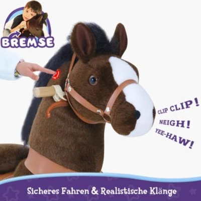 PonyCycle Kinder Reitspielzeug Dunkelbraunes Pferd Mit Bremsen Mit Klang Für 3-5 Jahre 4 PonyCycle Kinder Reitspielzeug Dunkelbraunes Pferd Mit Bremsen Mit Klang Für 3-5 Jahre – Bild 4