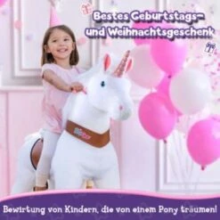 PonyCycle Kinder Reitspielzeug Weiß Einhorn Mit Bremsen Mit Klang Für 3-5 Jahre -Kinderspielzeug 24927813 05