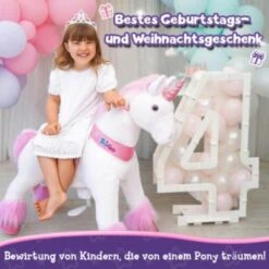 PonyCycle Reittier Kinder Reitspielzeug Rosa Einhorn Mit Bremsen Mit Klang Für 3-5 Jahre Rollenspielzeug Cowboy Reittiere -Kinderspielzeug 24927820 05