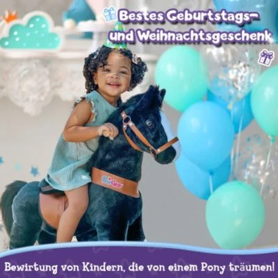 PonyCycle Kinder Reitspielzeug Schwarz Pferd Mit Bremsen Mit Klang Für 3-5 Jahre 4 PonyCycle Kinder Reitspielzeug Schwarz Pferd Mit Bremsen Mit Klang Für 3-5 Jahre – Bild 4