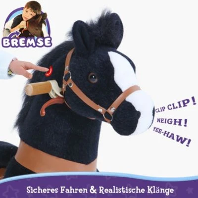 PonyCycle Kinder Reitspielzeug Schwarz Pferd Mit Bremsen Mit Klang Für 3-5 Jahre 5 PonyCycle Kinder Reitspielzeug Schwarz Pferd Mit Bremsen Mit Klang Für 3-5 Jahre – Bild 5