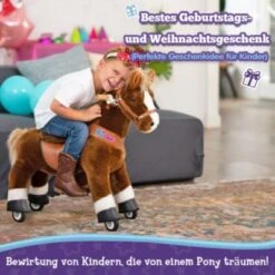 PonyCycle Kinder Reitspielzeug Braun Pferd Mit Bremsen Mit Klang Für 4-8 Jahre -Kinderspielzeug 24927826 04