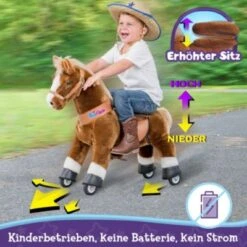 PonyCycle Kinder Reitspielzeug Braun Pferd Mit Bremsen Mit Klang Für 4-8 Jahre -Kinderspielzeug 24927826 06