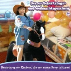PonyCycle Quad Reitpferd Kinder Reittier Kinderfahrzeuge Kuscheltiere Aufsitz Plüsch Fohlen Schwarz Pferd Mit Bremsen Mit Klang Für Alter 7+ -Kinderspielzeug 25233437 03