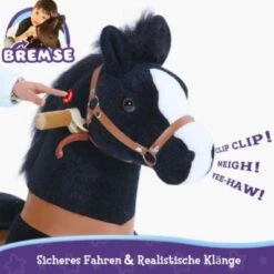 PonyCycle Quad Reitpferd Kinder Reittier Kinderfahrzeuge Kuscheltiere Aufsitz Plüsch Fohlen Schwarz Pferd Mit Bremsen Mit Klang Für Alter 7+ -Kinderspielzeug 25233437 04