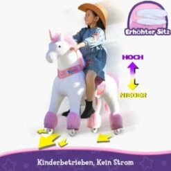 PonyCycle Reitpferd Rosa Einhorn Kinder Reittier Outdoor-Spielzeug Mit Bremsen Mit Klang Für Alter 7+ -Kinderspielzeug 25233445 05