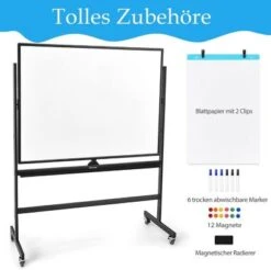 COSTWAY® Whiteboard Magnettafel 90x120cm Mit Rollen -Kinderspielzeug 25906430 03
