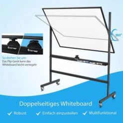COSTWAY® Whiteboard Magnettafel 90x120cm Mit Rollen -Kinderspielzeug 25906430 05