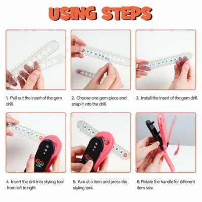 Vicabo Haar Glitzer Hefter Maschine Haarschmuck-Set Bedazzler Glam Styling-Werkzeug Mit 80 Haar-Edelsteinen Frisiersets Für Mädchen 5 Vicabo Haar Glitzer Hefter Maschine Haarschmuck-Set Bedazzler Glam Styling-Werkzeug Mit 80 Haar-Edelsteinen Frisiersets Für Mädchen – Bild 5