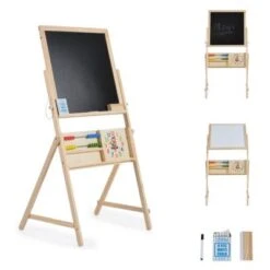 MONI Kindertafel 1751 Holz Doppelseitig Kreide Stiftmarker Tafeln