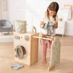 Howa Kinderwaschmaschine Aus Holz Mit Wäscheleine, Bügelbrett, Wäschekorb Und Bügeleisen -Kinderspielzeug 28478912 05