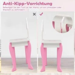 COSTWAY® Kinderschminktisch Mit Hocker & Spiegel Abnehmbar 2-in-1 -Kinderspielzeug 28764857 04
