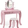 COSTWAY® Schminktisch Set 2-in-1 Mit Hocker & Spiegel & Schublade