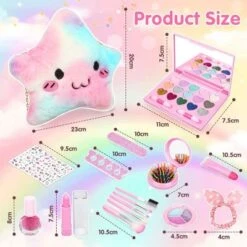 Enbaoxin Kinderschminkspielzeug-Set Kinderschminkset Mädchen Mit Schminkkoffer, Kindermädchen Plüschtasche Kinderschminkspielzeug Geschenk Für Mädchen 3 5 8 Jahre -Kinderspielzeug 30180782 06