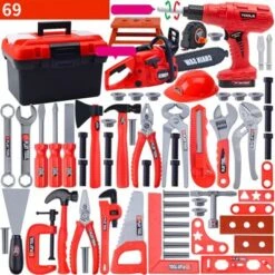 Syntek Werkzeugkasten Für Kinder Simulation Wartungswerkzeug Bohrmaschine Schraubendreher Reparatur Spielhaus Kinderspielzeug