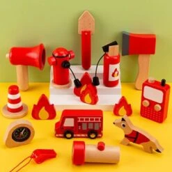 Epik Feuerwehrmann Rollenspiel Spielzeugset Hölzerne Simulation Feuerwehr Ausrüstung Feuerwehrauto Spielzeug -Kinderspielzeug 31118995 03